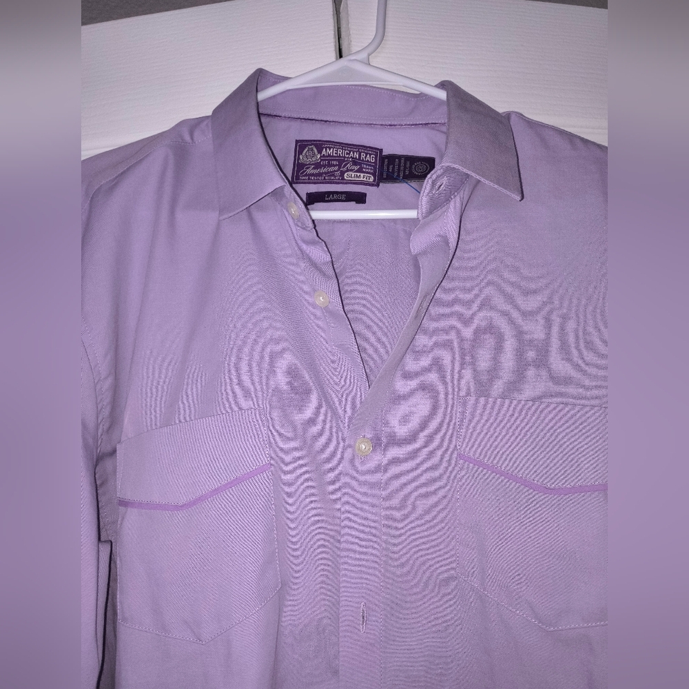 Rare nwot  American rag purple violet mens button down casual button down shirt - Picture 13 of 16